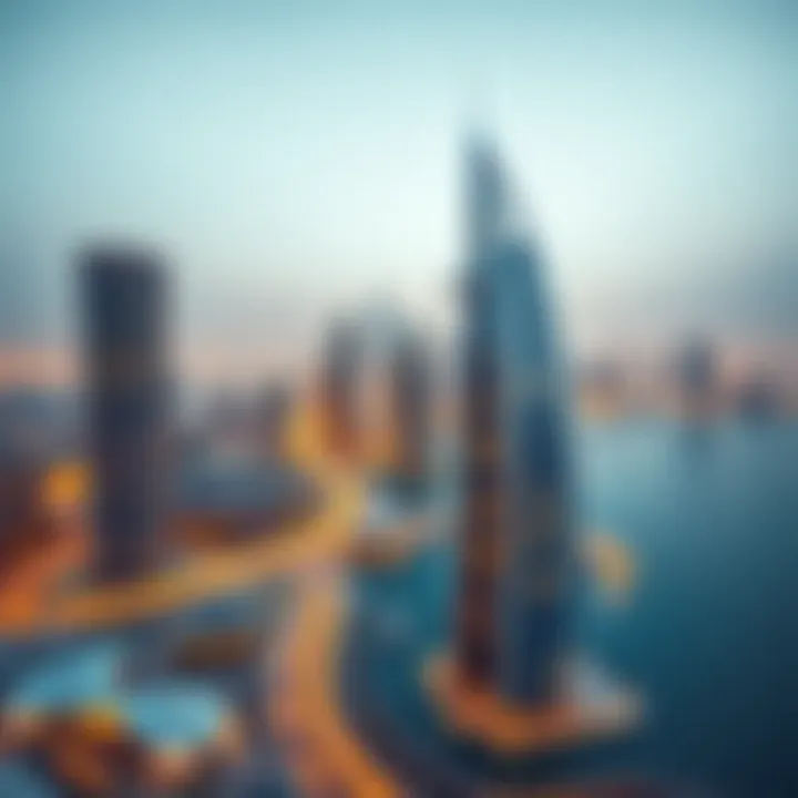 Panoramic view of Dubai skyline featuring Al Reem Tower
