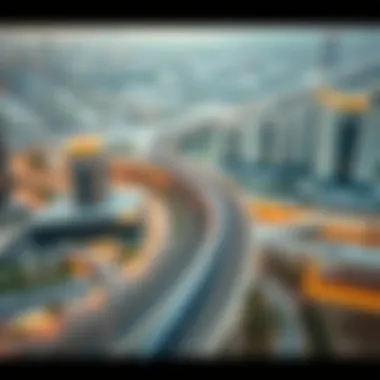 Real Estate Developments Near Dubai Metro Aerial view of Dubai's real estate developments near metro stations