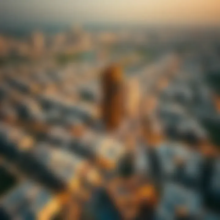 Aerial view of the surrounding community near Al Shatha Tower