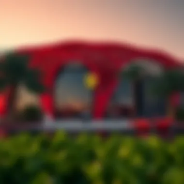 Ferrari World Exterior Exterior of Ferrari World with its iconic red structure