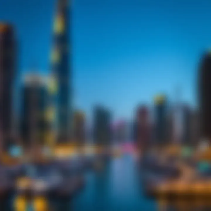 The vibrant atmosphere of Dubai Marina after sunset