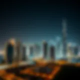 Stunning skyline of Dubai illuminated at night