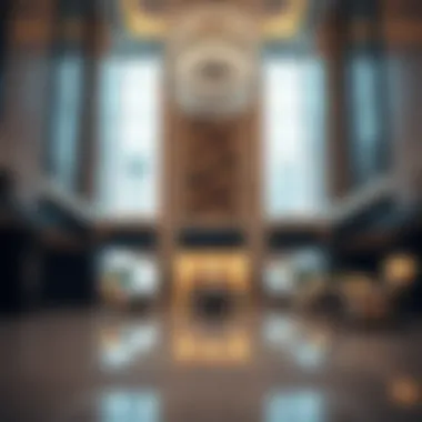 Interior lobby of Thuraya Tower highlighting modern amenities