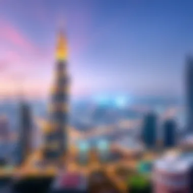 Panoramic view of Tecom area featuring Thuraya Tower