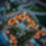 Aerial view showcasing the layout of Iris Village