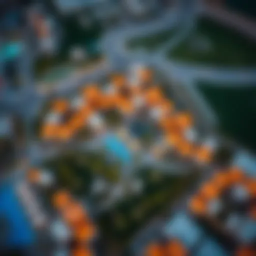 Aerial view showcasing the layout of Iris Village