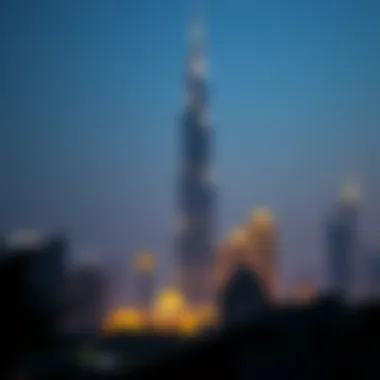 Burj Khalifa illuminated at night against the skyline