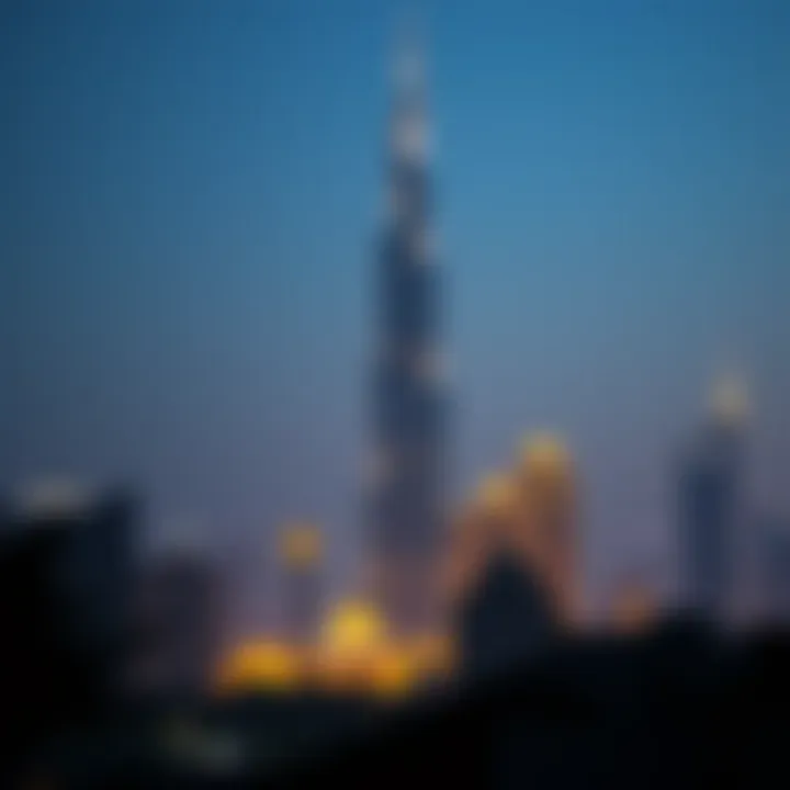 Burj Khalifa illuminated at night against the skyline