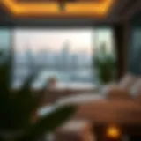 Luxurious spa setting with a view of Dubai's skyline