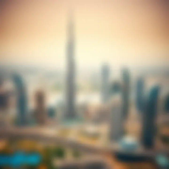 Panoramic view of Dubai skyline with Wasl Tower as a focal point